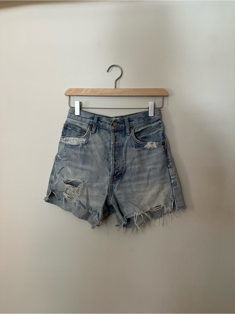 Agolde distressed denim shorts